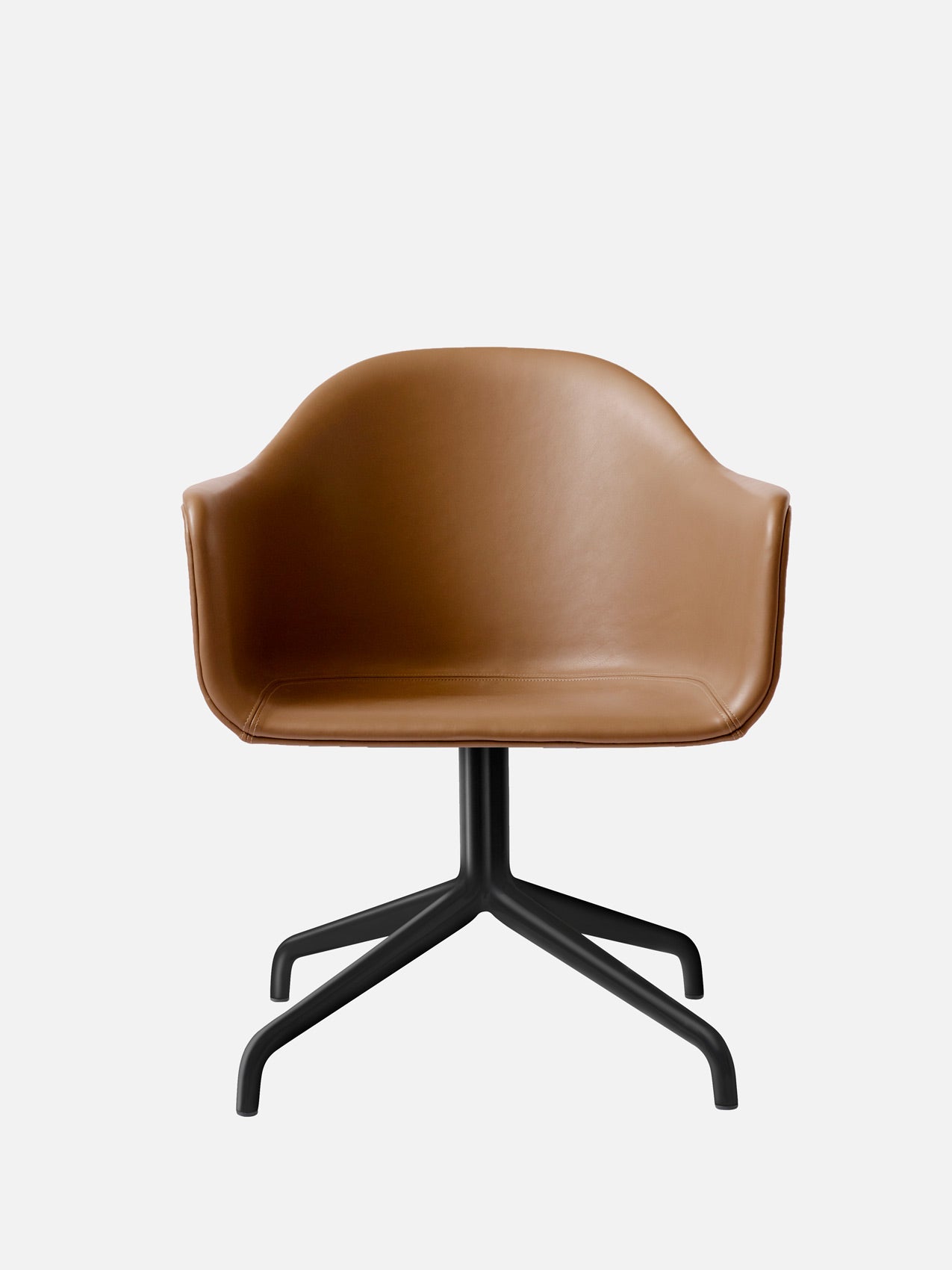 Harbour Arm Chair, Upholstered-Chair-Norm Architects-Star Base (Seat 17.7in H)/Black Steel-0250 Cognac/Dakar-menu-minimalist-modern-danish-design-home-decor