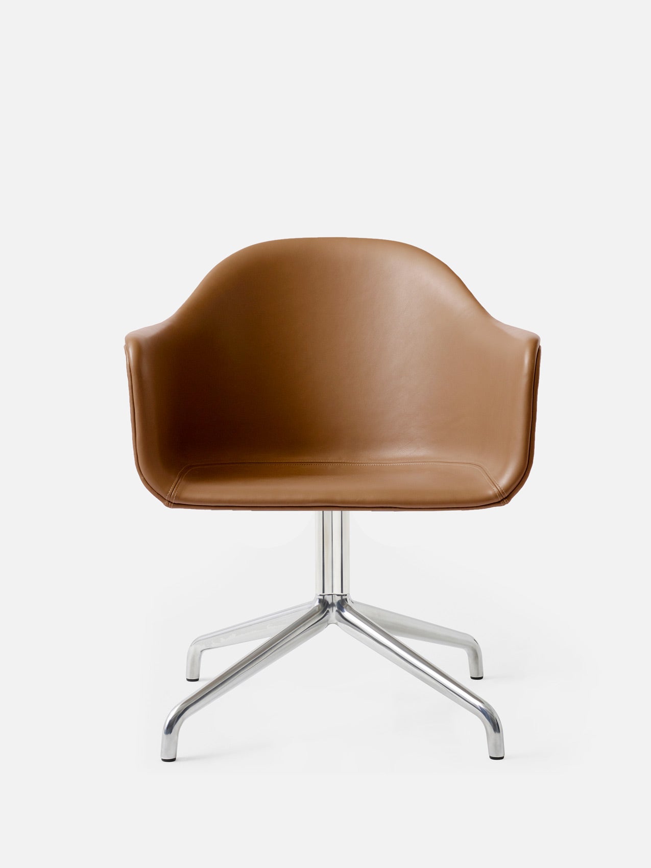 Harbour Arm Chair, Upholstered-Chair-Norm Architects-Star Base (Seat 17.7in H)/Polished Aluminum-0250 Cognac/Dakar-menu-minimalist-modern-danish-design-home-decor