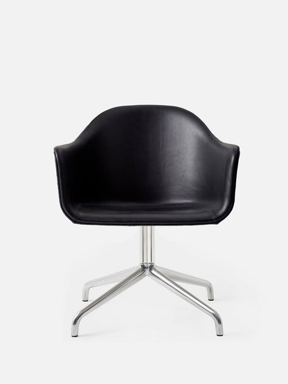 Harbour Arm Chair, Upholstered-Chair-Norm Architects-Star Base (Seat 17.7in H)/Polished Aluminum-0842 Black/Dakar-menu-minimalist-modern-danish-design-home-decor