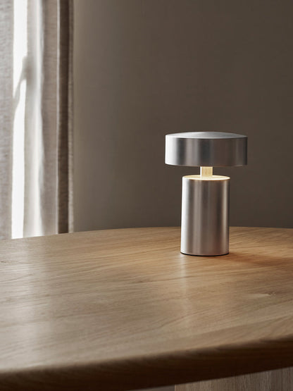Column LED Table Lamp, Portable, Brushed Aluminum