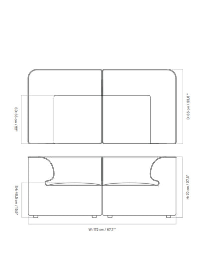 Eave Modular Sofa, 2-seater, Configuration 1