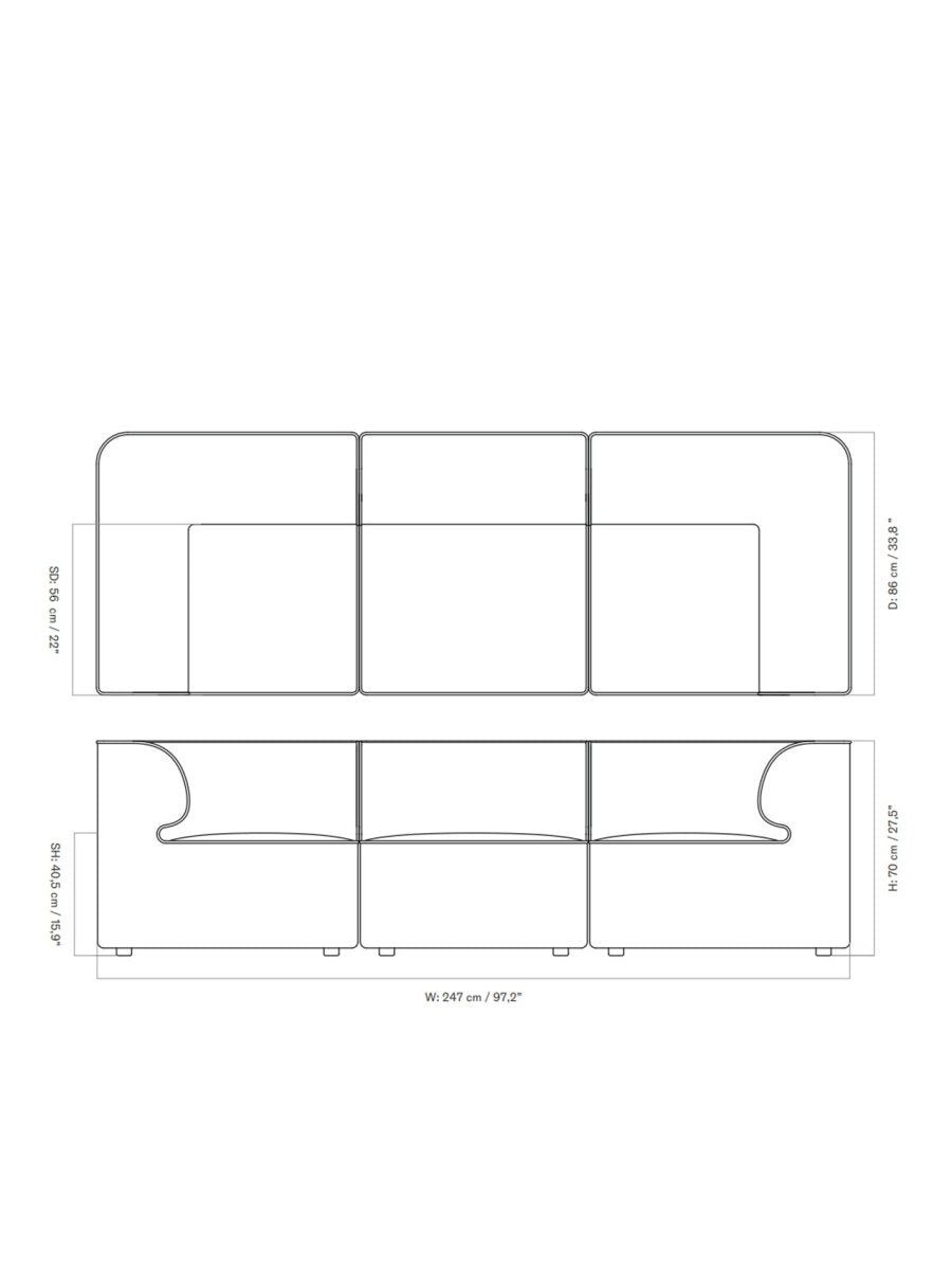 Modular Sofa Size Eave Modular Sofa, 3-seater, Configuration 2