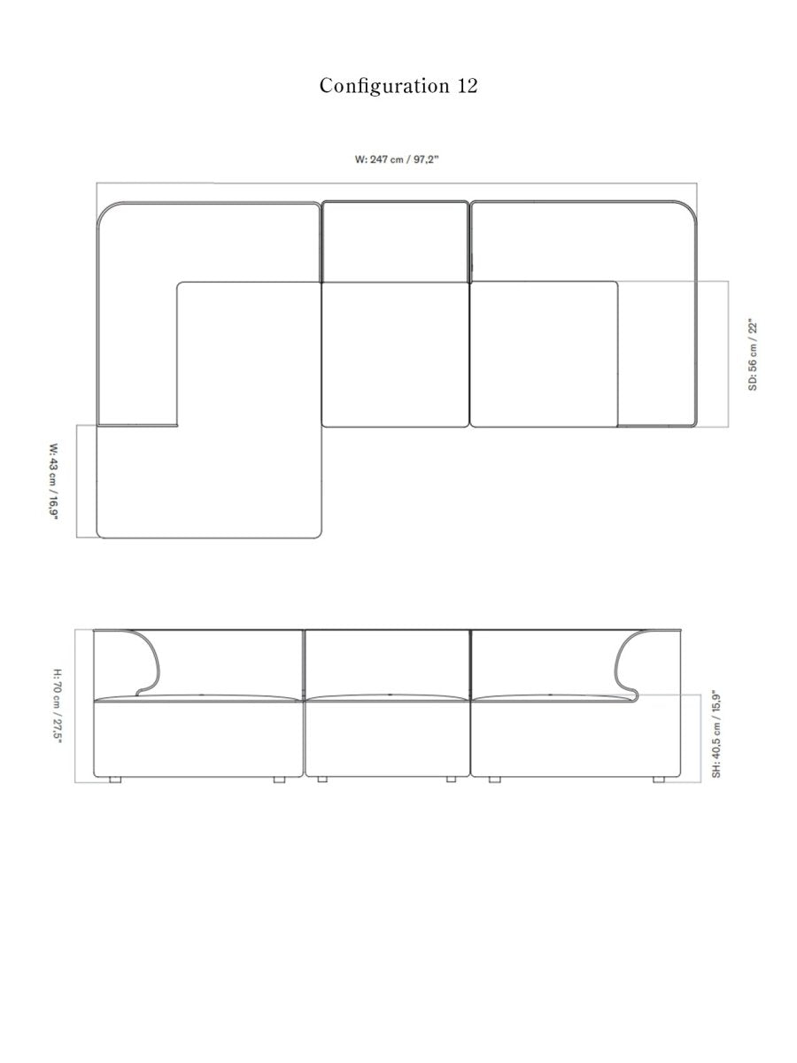 Modular Sofa Size Eave Modular Sofa, 3-seater, Configurations 11-12