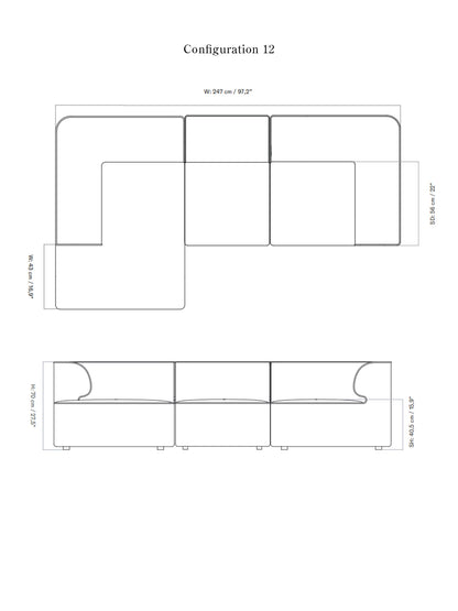Eave Modular Sofa, 3-seater, Configurations 11-12