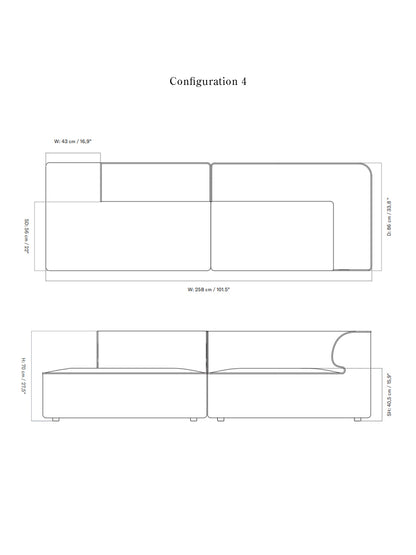 Eave Modular Sofa, 2-seater, Configurations 3-4