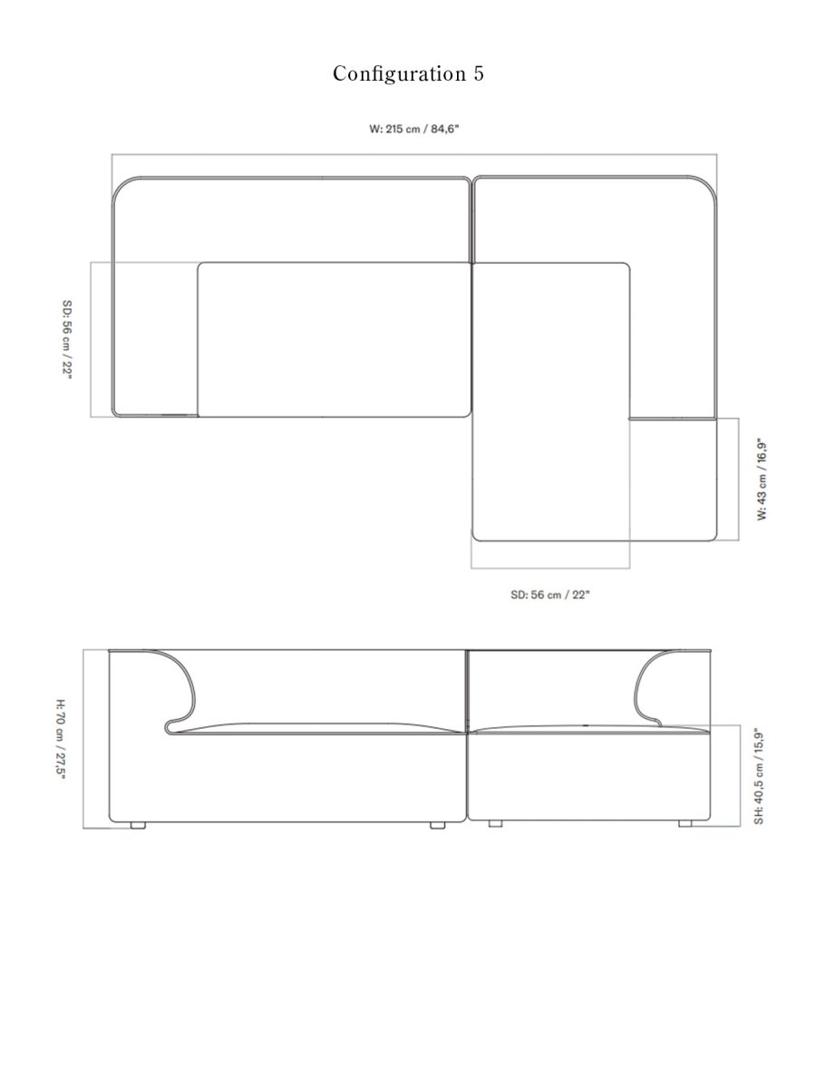 Modular Sofa Size Eave Modular Sofa, 2-seater, Configurations 5-6