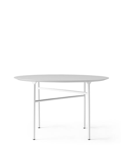 Snaregade Dining Table, Round, Light Grey/Mushroom Linoleum