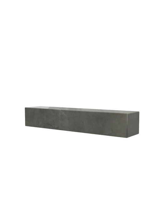Plinth Shelf in Brown Grey Kendzo Marble, a long rectangular block with subtle veining against a plain white background.