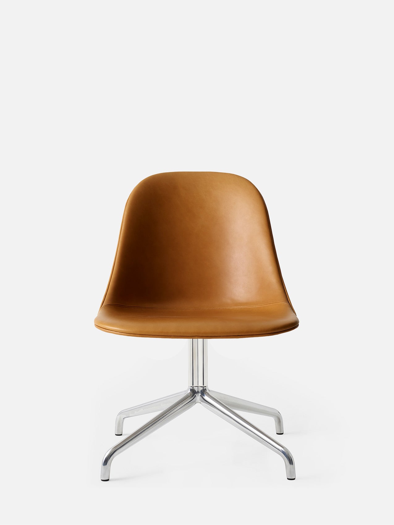 Harbour Side Chair, Upholstered-Chair-Norm Architects-Star Base (Seat 17.7in H)/Polished Aluminum-0250 Cognac/Dakar-menu-minimalist-modern-danish-design-home-decor