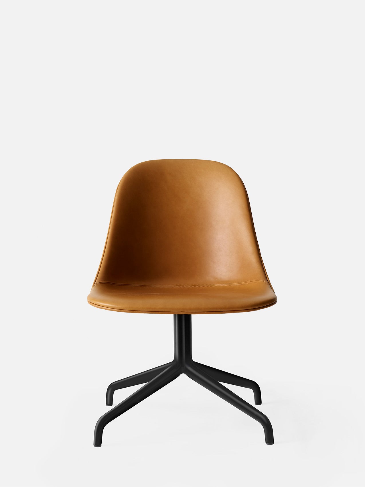 Harbour Side Chair, Upholstered-Chair-Norm Architects-Star Base (Seat 17.7in H)/Black Steel-0250 Cognac/Dakar-menu-minimalist-modern-danish-design-home-decor