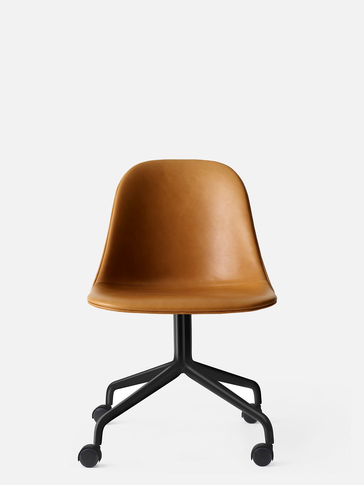 Harbour Side Chair, Upholstered-Chair-Norm Architects-Star Base (Seat 17.7in H)/Black Steel w. Casters-0250 Cognac/Dakar-menu-minimalist-modern-danish-design-home-decor