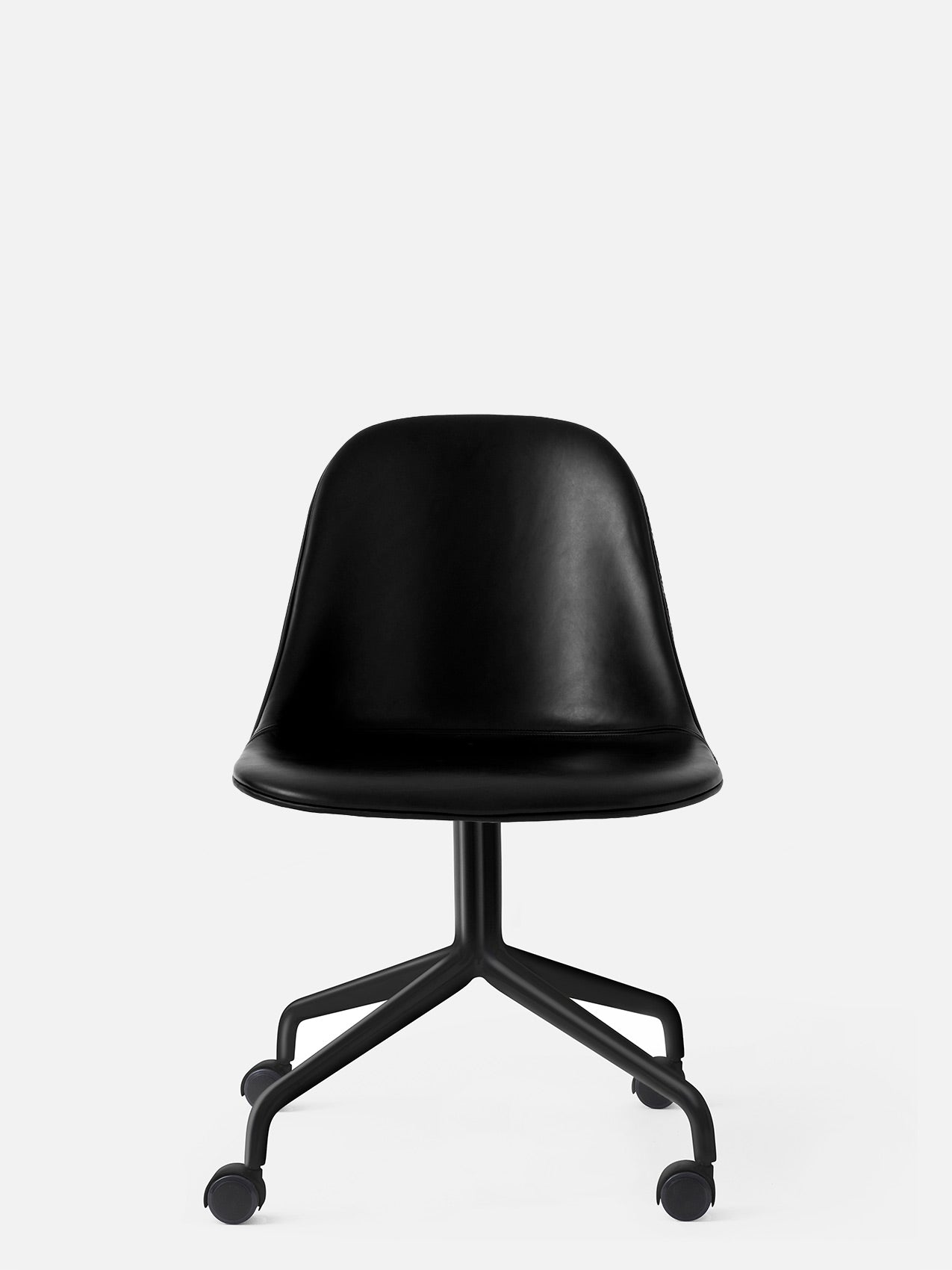 Harbour Side Chair, Upholstered-Chair-Norm Architects-Star Base (Seat 17.7in H)/Black Steel w. Casters-0842 Black/Dakar-menu-minimalist-modern-danish-design-home-decor