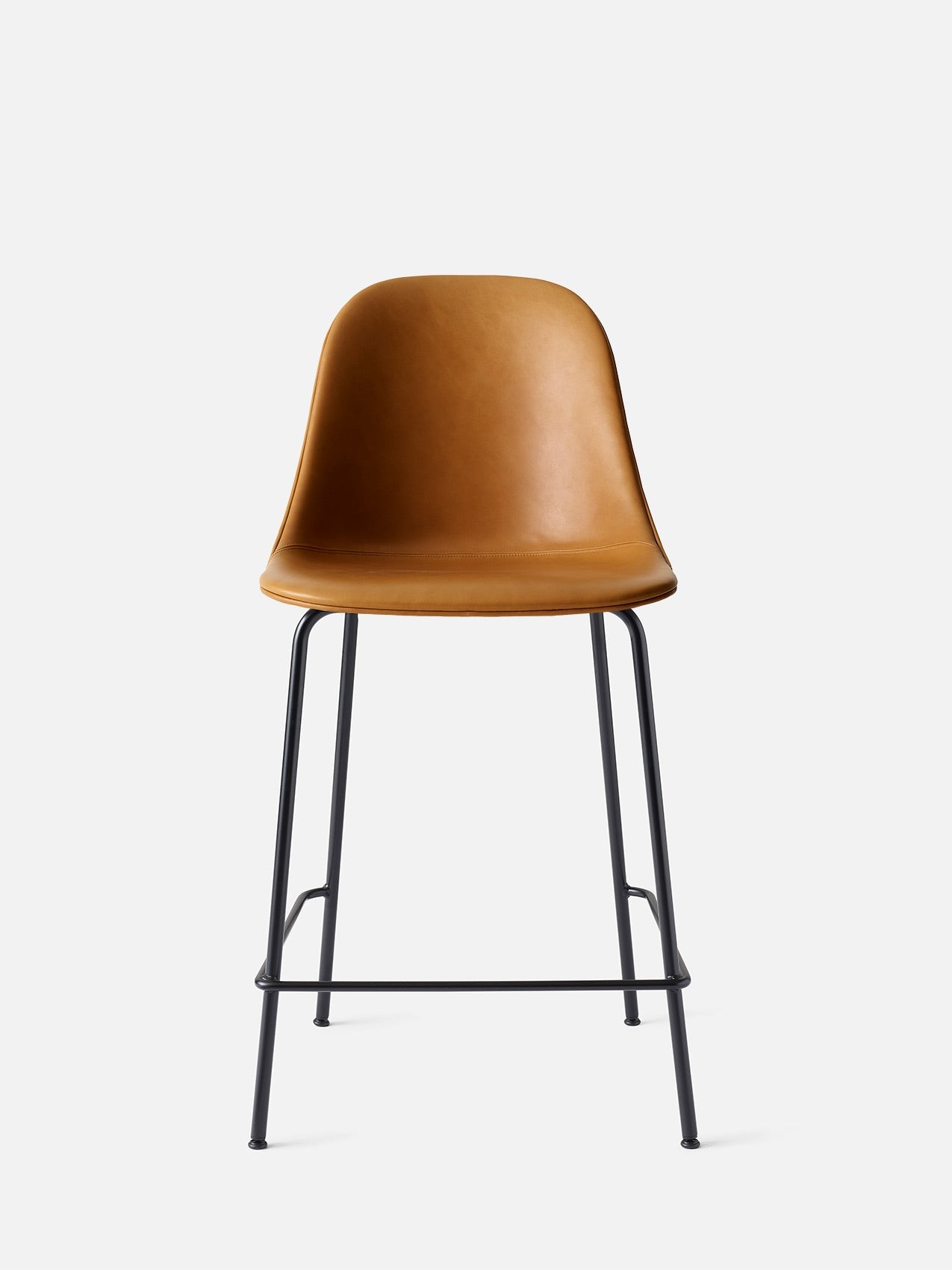 Harbour Side Chair, Upholstered-Chair-Norm Architects-Counter Height (Seat 24.8in H)/Black Steel-0250 Cognac/Dakar-menu-minimalist-modern-danish-design-home-decor