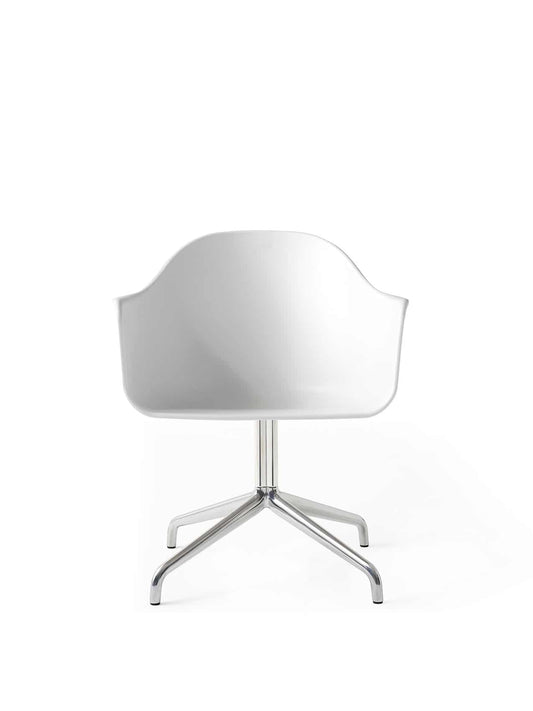 Harbour Arm Chair, Dining Height, Polished Aluminum/White